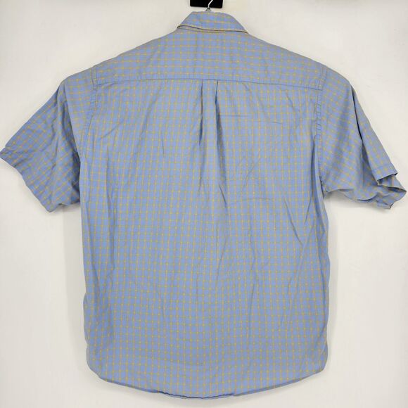 Gitman Bros Shirt Mens XL Button Down Cotton USA Short Sleeve Yellow Blue - Picture 4 of 11